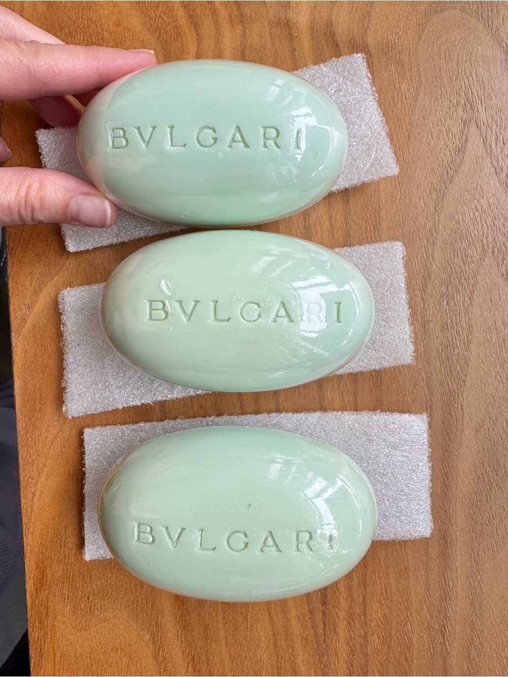 BVLGARI Green Tea Luxury Soap Trio - Rare find!